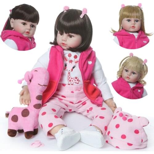 19" bebe Doll reborn alive bonecas Lifelike Reborn Baby Doll Girls soft Body Vinyl Silicone with Giraffe plush toy gifts