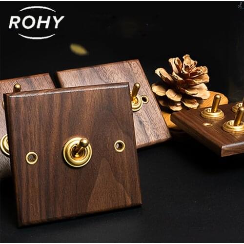 Brass wall switch,Vintage toggle wallpad switch 220V wood panel 1/2/3/4Gang.2Way 10A brass screw Switch,Retro style Light Switch
