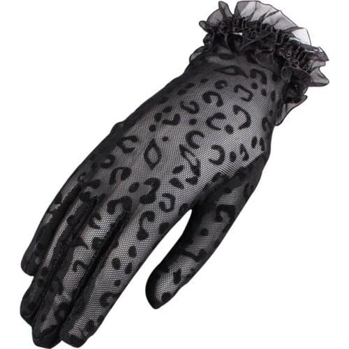 Summer Sunscreen Lace Gloves Sexy Leopard Embroidered Lace Flower Glove UV Protection Charm Female Thin Driving Sexy Gloves