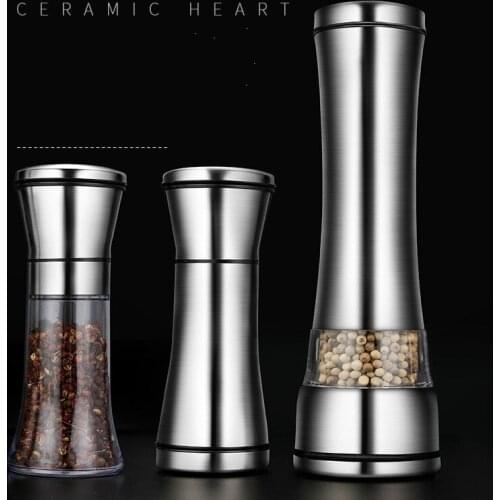 304 Stainless Steel Pepper Grinder Manual Glass Grinding Black Pepper Grinder Pepper Salt Coffee Flavoring Bottle
