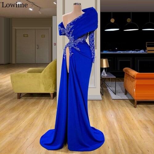 2020 Muslim One Shoulder Prom Dress Long Arabic Lace Robe De Soiree Turkish abiye gece elbisesi Cocktail Gowns Party Custom