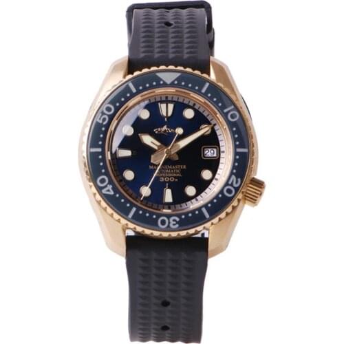 Men dive watches,mens automatic watch HEIMDALLR sport mechanical wristwatch 300m waterproof luminous clock bronze ceramic bezel