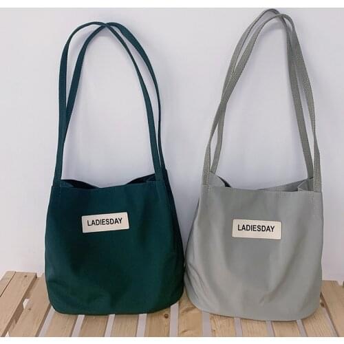 Nylon Totes Purses and Handbags for Women 2021 Girls Female Shoppers Casual Solid Color Letters New Fashion Bucket Shoulder Bags