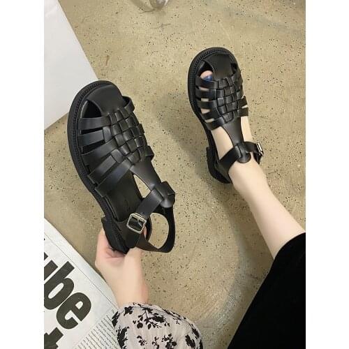 2021 new womens shoes summer white vintage sandals College Student hollow Pumps soft outdoor beach heels shoes for women