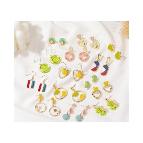 New fashion Geometric earrings ins wind irregular contrast color earrings For Women girl Accessories jewelry wholesale