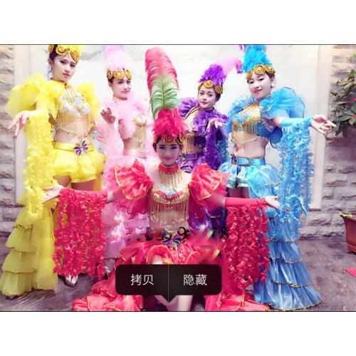Stage show performance wear Modern Spanish stage dance costumes Carnival opening dance big swing skirt