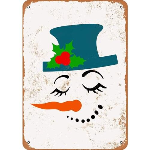 AIDANDAN Snowman Face Girl Old Design Tin Signs Vintage Metal Tin Signs for Wall Art Decor for Home Bars Clubs Cafes 20 X 30 cm
