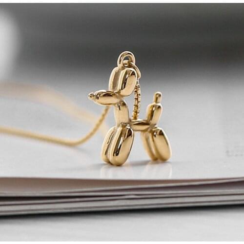 Balloon Dog necklace for women stainless steel gold Popcorn chain clavicle dainty cute necklace for kids girls free shipping
