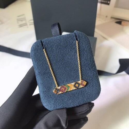 Fashion Charm Sterling Silver Copy 1:1 Copy,Multicolor Tribal Adjustable Necklace With Straight Pendant Women Jewelry Gift