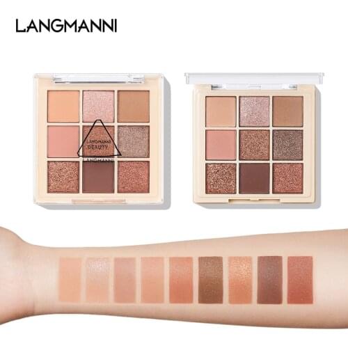 9 Color Full Matte Eyeshadow Palette Holographic Shiny Matte Glitter Pigment Eye Shadow Pallete Metallic Diamond Makeup TSLM1