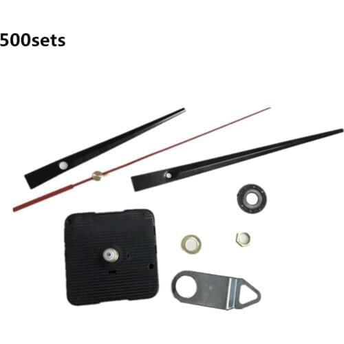 500 sets/lot Practical DIY High Torque Clock Mechanism 28mm Total Shaft Length Wall clock movement with hook black hands Silent