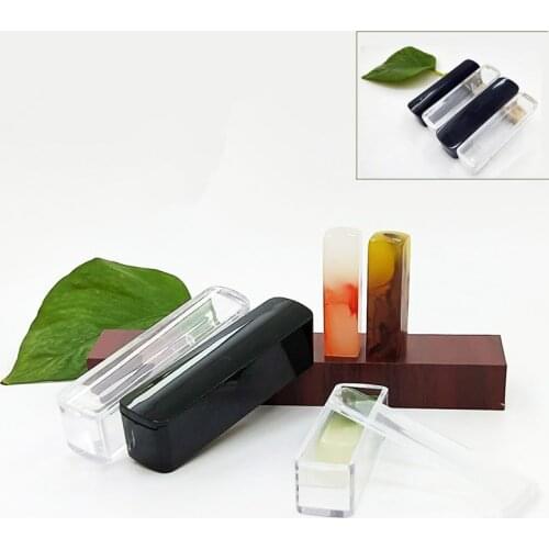 1pcs Black and white organic seal box transparent box pull-type seal box engraved chapter materials wholesale