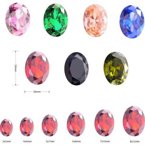 Sizes 3x5~10x14mm AAAAA Oval Brilliant Colourful Color laboratory Cut Cubic Zirconia Stones Loose CZ Gems