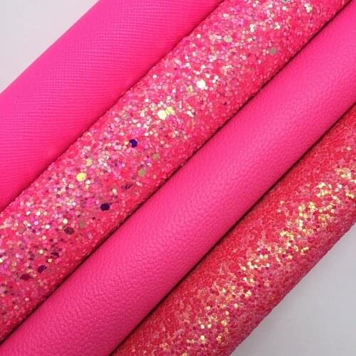 PINK Glitter Fabric, Iridescent Synthetic Leather, Dots Printed Faux Fabric Sheets For Bow A4 21x29CM Twinkling Ming XM004J
