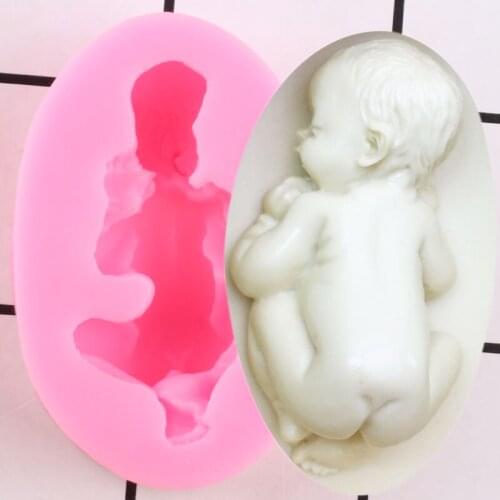 3D Baby Shape Silicone Mold DIY Baby Birthday Cake Border Fondant Cake Decorating Tools Candy Polymer Clay Chocolate Soap Mold