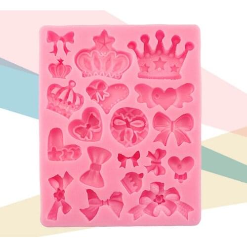 Many crown bowknot Shape 3D fondant cake silicone mold for polymer clay molds kitchen chocolate pastry candy making tools
