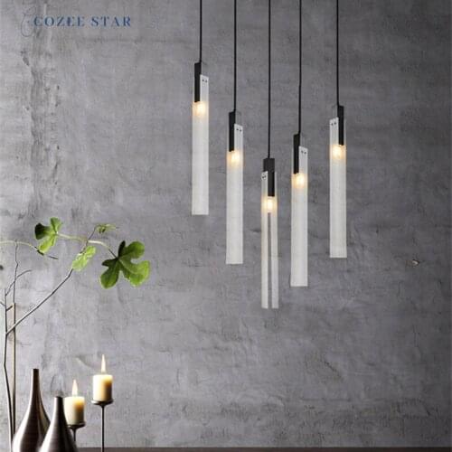 Modern Copper LED Pendant Lights Creative Long Glass Indoor Lighting Fixture Home Decoration Bedroom Living Room Lamps Lustre