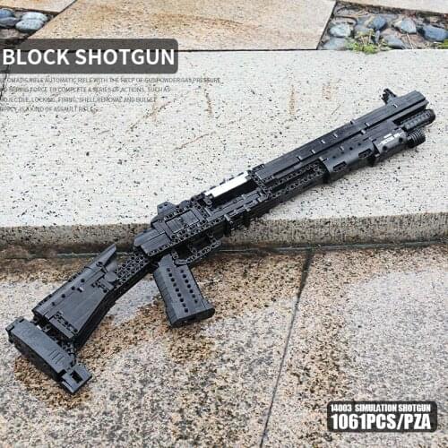 MOULD KING 14003 Assembly Block Gun The Benelli M4 Super 90 Weapon Automatic Gun Model Building Blocks Bricks Kids Toys