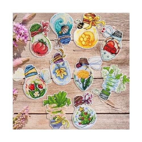 Decoration Home Decor Craft Christmas Cross Stich Set Counted DIY Cross Stitch Kits Fridge Refridgerator Magnets