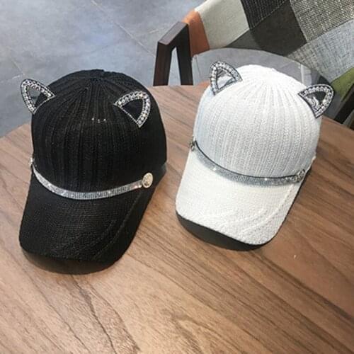 Women Ventilation Rhinestone Hat Ribbon Leisure Lady Cap Baseball Hat