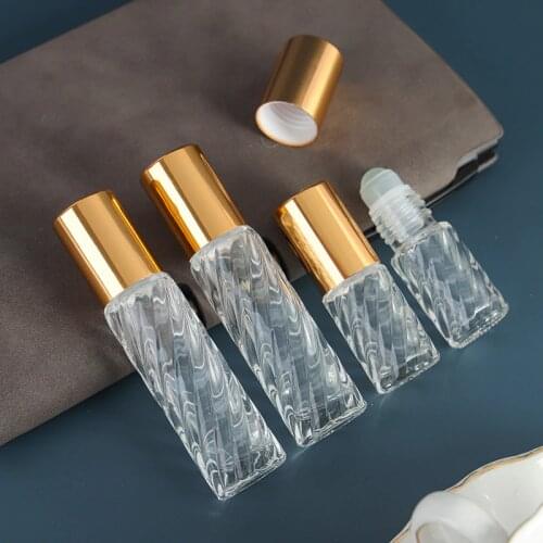 20pcs 5ml 10ml Roll-on Refillable Glass Perfume Bottle Portable Refillable Clear Perfume Sample Bottles