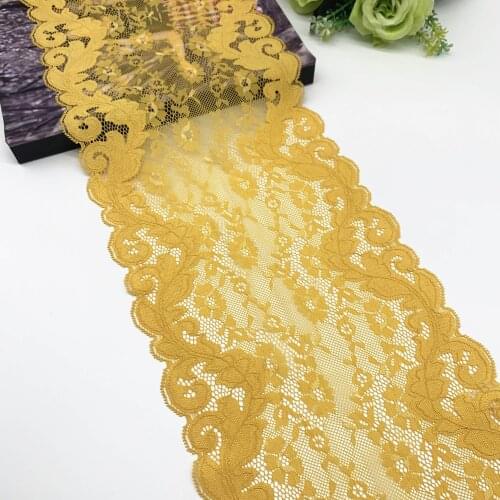 3y/lot Width 20cm Orange Floral Stretch Lace Trim For Lingerie Sewing Craft DIY Apparel Fabric Lace Garment Accessory