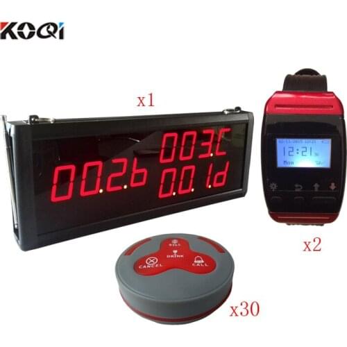 Wireless Sound System Wireless Electronic Voting Pager Table Buzzer Equipment For Casino(1 display 2 wrist watch 30 call button)