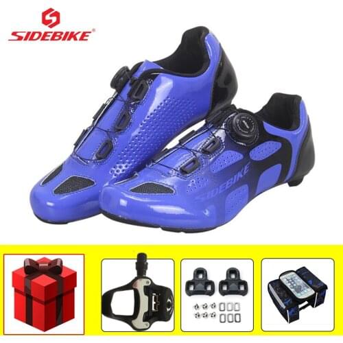 SIDEBIKE Carbon Road Bike Shoes Breathable Ultra-light Riding Bicycle Sneakers Add Pedals Zapatillas Ciclismo Racing Footwear