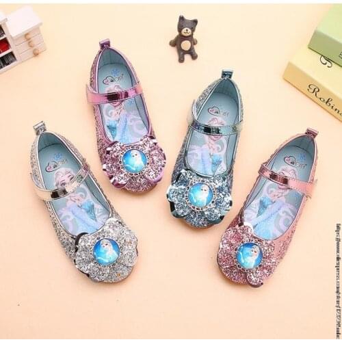 Kids girls crystal sandals fashion Frozen cosplay party dance shoes high quality toddler anti-slippery autumn princess shoes