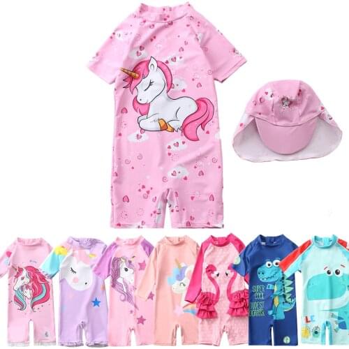 Baby Swimwear One Piece Unicorn Swimsuit for Girls Child UV Protection Bathing Suit Kids Toddler Summer Beach Swimming Clothes