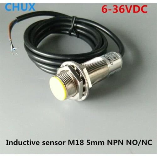 Proximity Switch M18 NPN Cylinder Flush Type Metal NO/NC Normally Open or Close DC 3 Wires Distance 5mm Inductive Sensor
