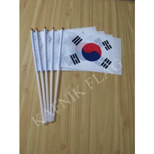 KAFNIK,5pcs Small South Korea Hand Waving National Flag 14*21cm,free shipping