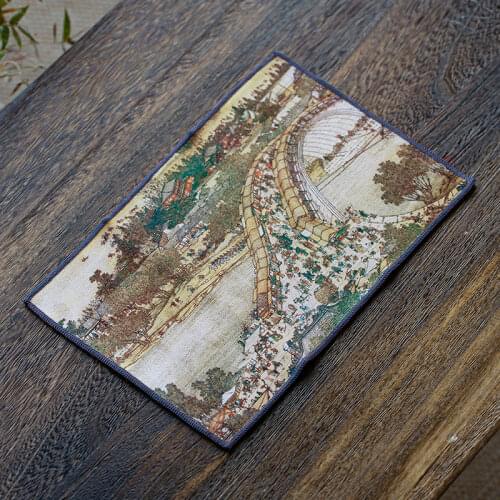 Chinese high-grade tea towel tea cloth plus thick absorbent tea table mat mat velvet rag pot towel pad 28*18cm