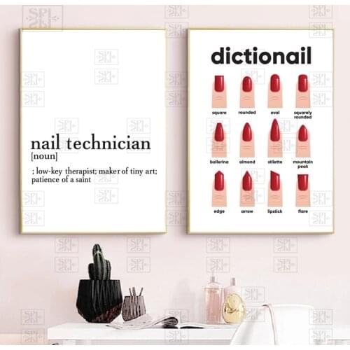 Nail Manicure Print Gift for Her Nail Shapes Makeup Poster Nail Technician Definition Beauty Salon Decor Fashion Canvas Painting