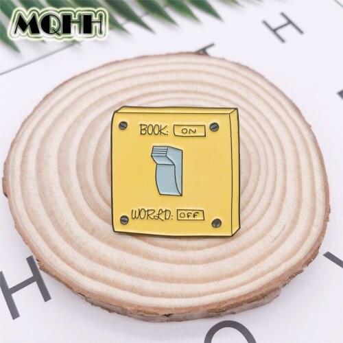 Cartoon Creative Yellow Power Switch ON OFF Enamel Brooch Alloy Badge Denim Clothes Bag Pin Cartoon Cute Jewelry Gift For Kid