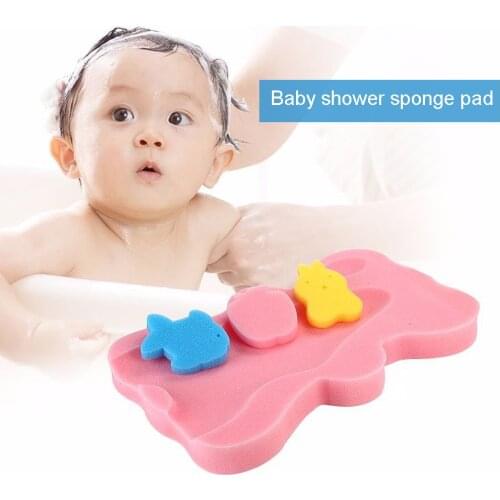 Infant Baby Care Shower Soft Sponge Home Anti Slip Cute Bear Foam Pad Seat Safety Bath Cushion Holder Body Support Newborn