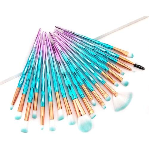 20Pcs Diamond Makeup Brushes Set Powder Foundation Blush Blending Eye Shadow Lip Cosmetic Beauty Smooth Make Up Brush Tools Kits