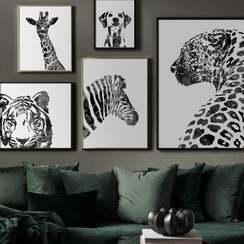Zebra Giraffe Tiger Leopard Dog Nordic Posters And Prints Wall Art Canvas Painting Wall Pictures For Living Room Home Decoration