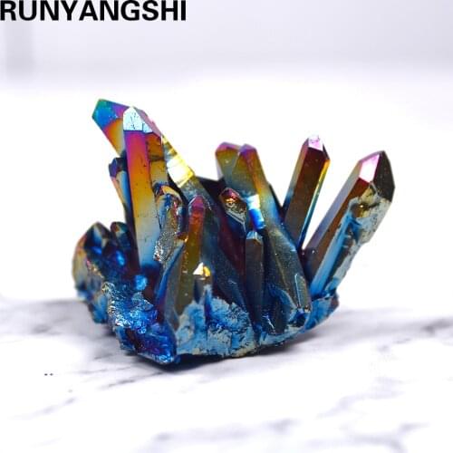 Natural Seven Rainbows Electroplating Cluster Decoration Rich and colorful Reiki Healing Column Point Radiation Resistant