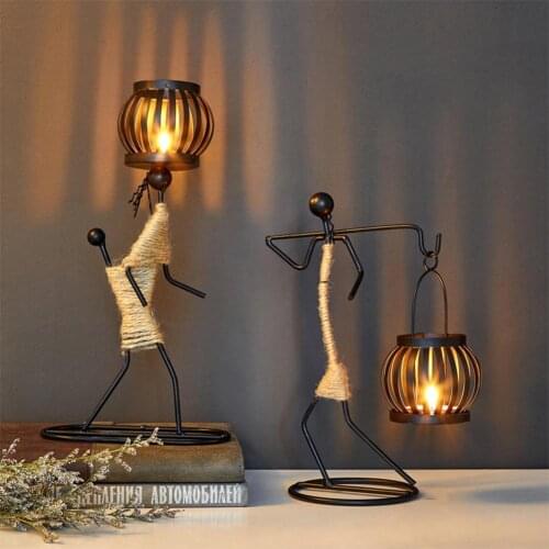 2021 New 1Pc Creative Beautiful Nordic Table Candlestick Abstract Iron Men Design Candle Holder Home Bar Decorative ornaments