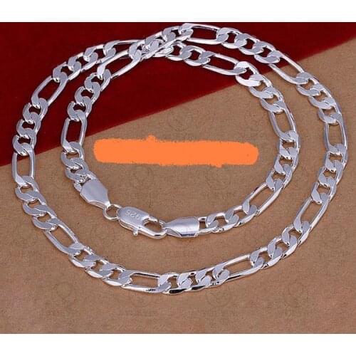 2017 nouveau arrive en gros S925 en argent sterling Hommes Figaro Chaine 8 MM Collier de chaines pour hommes de mode 20 pouces