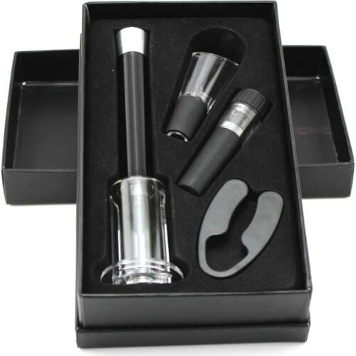Red Wine Bottle Opener Cork Remover Pouring Device Stopper Paper Cutter Air Pump Pressure Corkscrew Gift Box 4pcs /set