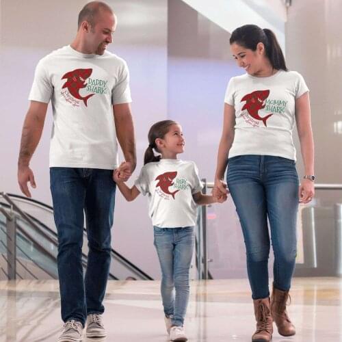 Daddy and Mommy and Baby Family Shark T-Shirt Family Matching Outfits All Family Member Availible Shark Christmas Family T-shirt