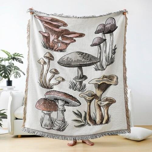 Casual Blanket Carpet Decoration Mushroom Carpet Sofa Cover Leisure Wallhanging Single Tapestry Sofa Blanket Throw Blankets
