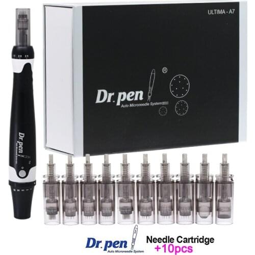 Professional Electric Dr. Pen Ultima A7 Microneedle Pen Derma 12pcs Needle Cartridge For Face Acne Scars Skin Care Beauty Device