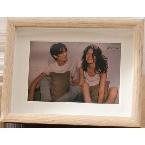 Photo frame set-up and card paper 6-inch four-hole combination photo frame wall-mounted two triptych picture frame wooden