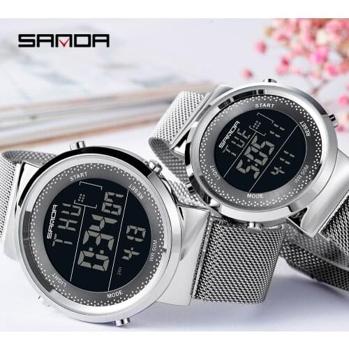 SANDA Couple Watches Top Quality Steel Mesh Belt Gold Wrist Watch Men Women Bracelet Female Watch Quartz Reloj Hombre Lover Saat
