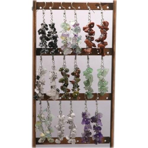 Bohemian Style Natural Gravel Earrings DIY Natural Stone Tassel Earrings Alloy Hook Hanging Earrings Women Party Jewelry Gifts