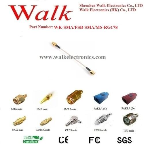 Sma female sma male RG178 cable, sma rg178 cable, sma gsm antenna cable