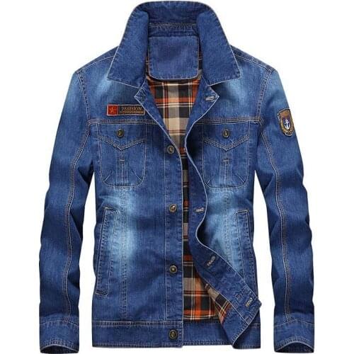 Spring Winter Military Fleece Jackets Men Casual Denim Jeans Jacket Cotton Cowboy Bomber Jacket Coats Loose Big Size Men Clothes